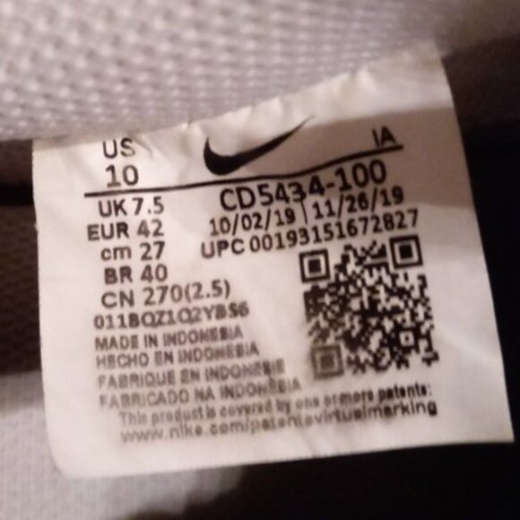 Nike white Court Vision sneakers sz 10 - Picture 4 of 9